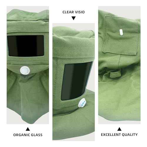 Sand Blasting Hood Cap, Shawl Cap Sandblaster Mask Anti Wind/Sandblaster Tools with Mask Breathing Valve, Dust Protective Face Mask Neck Protector, Green