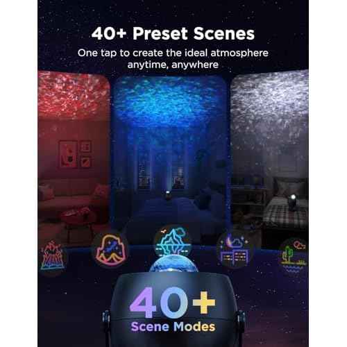 Govee Star Projector Light, Ocean Wave Projector Light with Dynamic Ripple Effects, Works with Matter, 40+ Scene Modes, 18 White Noise Options, LED Night Light for Bedroom (No Power Adapter)