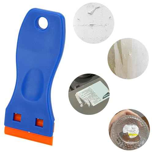 10 Plastic Razor Blade Scraper, 100 Pcs Blades, Remove Label Decal Tool for Stickers, Gaskets and Paints on Window Car Glass