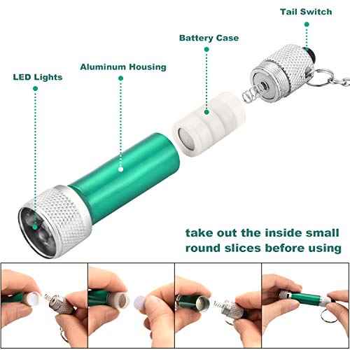 Honoson 30 Pieces Mini Led Flashlight Keychain Portable 5 Bulb LED Flashlight for Camping Party Favors