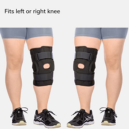 BraceAbility Torn Meniscus ROM Knee Brace - Plus Size Hinged Post Surgery Support with Flexion Extension Control for Hyperextension Locking, Ligament PCL or ACL Tears, Osteoarthritis Relief (3XL)