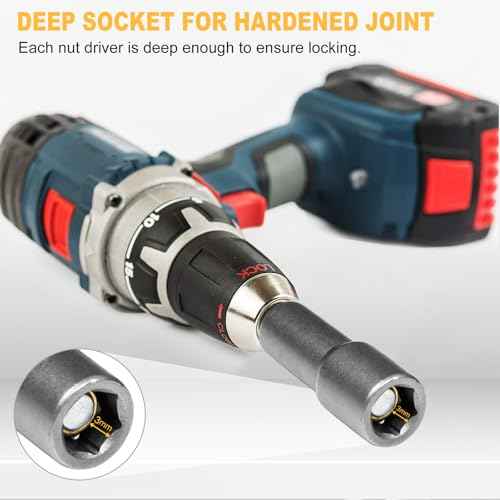 Auniwaig Magnetic Nut Setter Driver Drill Bit Set 1/4" Hex Shank to 1/4" Hex Socket Power Nut Driver Bits, 65mm Long, 10pcs