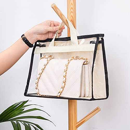 8 Pack Handbag Storage Organizer Dust Bags Transparent Hanging Purse Organizer Wallet Storage Bag for Hanging Closet with Handle and Zipper Handbag