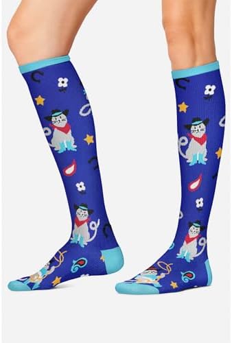 Cherokee Women's 10-15mmHg Compression Socks – Fun Print Knee Highs with Light Support, Soft Feel - PRINTSUPPORT