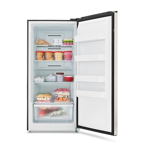 Newair Upright Freezer | 13.8 Cu. Ft., Garage-Ready Stand Up Freezer with Digital Controls, Auto Defrost, Fast Freeze Mode & LED Lighting | Stainless Steel