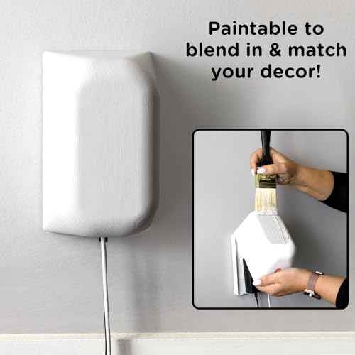 Qdos Safety Large Outlet Cover Box for Baby Proofing Outlets | Secure Hidden Lock | Oversized Interior for Bulky Plugs, Charging Blocks & Adapters | Modern Universal Design | Easy Install | 2 Pack