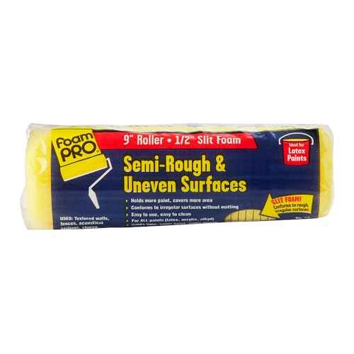 FoamPro 22 High Capacity Slit-Foam Paint Roller Cover for Semi-Rough & Uneven Surfaces - for Acoustical Ceilings, Textured Walls & Fences, Pavers - 9" x 1/2" Nap