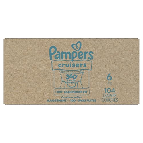 Pampers Diapers - Cruisers 360 - Size 6, 104 Count, Babyproof up to 100% Leakproof Pull-On Diaper