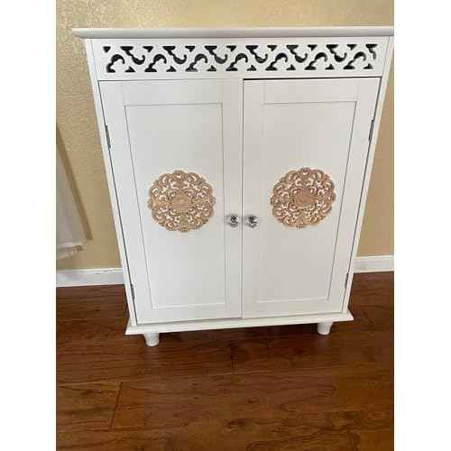 2PCS Unpainted Round Decorative Wood Carved Appliques Onlays Dia12cm/4.72",Unfinished Wooden Carved Flower Carvings Decals for Furniture Cabinet Bed Wardrobe Closet DIY Decoration
