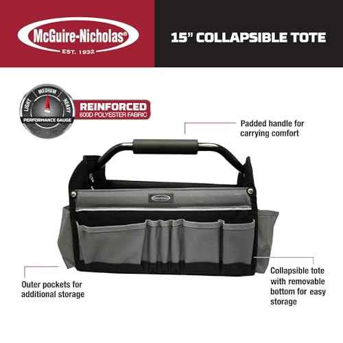 McGuire-Nicholas 15" Collapsible Tool Tote, Grey and Black Tool Tote Bag, 22015