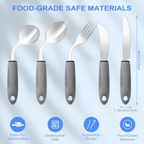Adaptive Utensils,Weighted Utensils for Hand Tremors,Utensils for Parkinsons Patients,Elderly,Arthritis,Weak Hand Grip,Tremors&Handicapped.Stainless Steel Knife,Fork and Spoons Set (4pcs Left-Handed)