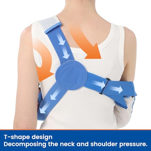 Arm Sling for Shoulder Injury with Waist Strap - Immobilizer Brace Support for Sleeping, Rotator Cuff Surgery (Mesh Version, Right, Medium,28.5-41 inch)