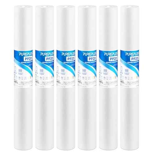 PUREPLUS 5 Micron 20" x 2.5" Whole House Sediment Home Water Filter, 20-inch Sediment Pre-Filtration, Replacement Cartridge Aqua Pure AP110-2C, Pentek P1-20/SP-P1-20/PX01-20, Watts FPMB5-20, 6Pack