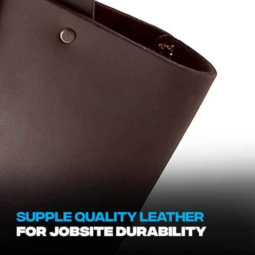OX Tools Pro Drill Holster Pouch - Top-Grain Leather Tool Belt Pouches for Cordless Drills and Impact Drivers, Heavy-Duty Rivet Reinforcement - Fits 2.5" Wide Belt OX-P263405
