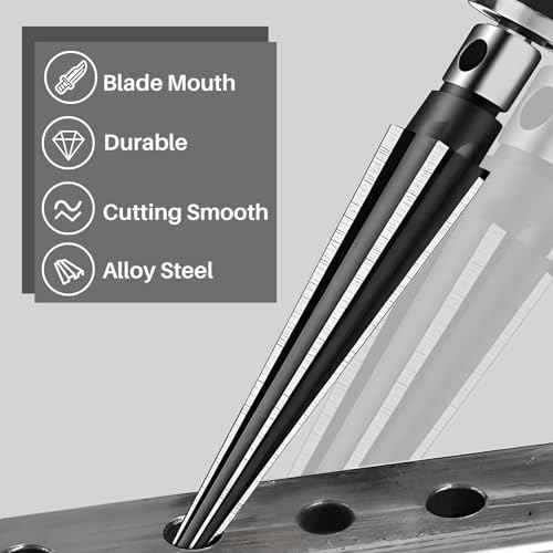 Tapered Reamer Set with T Handle, 3-13mm (1/8''-1/2'') & 5-16mm (3/16"-5/8") 6 Fluted, Carbon Steel Hex Shank for Guitar Woodworking - 2pcs