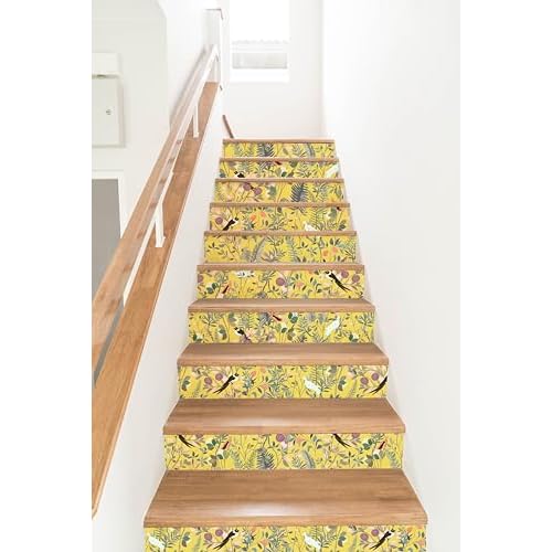 HAOKHOME Peel and Stick Wallpaper Yellow Botanical Bird Chinoiserie Vintage Wall Paper Self Adhesive Contact Paper for Accent Wall Shelf Liner 17.3in x 9.8ft