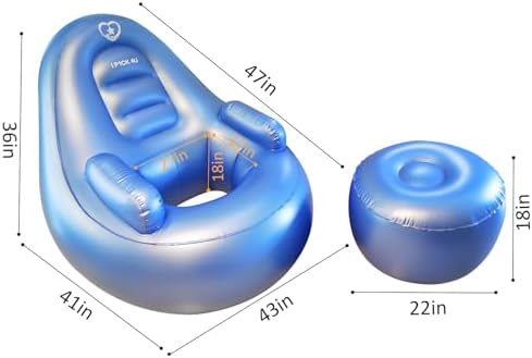 Blue BBL Inflatable Chair with Ottoman for After Butt Surgery Recovery,Sitting,Sleeping,Pregnancy and Relaxation and BBL Pillow Results Lifting Cushions for BBL Lipo 360(Air Pump Not Included)