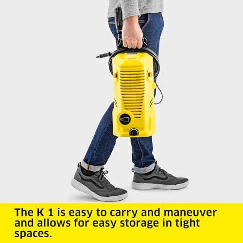 K?rcher Pressure Washer K 1, Max 1.45 GPM, 1700 PSI, Trigger Spray Gun & Vario Power Spray Wand - for Cars, Bikes, Deck, Driveways, Siding, Patios