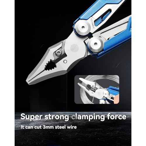 MINI Multitool Pliers,14-In-1 Survival Gear For Outdoor,Home,And Auto RepairBirthday Christmas Gifts For Men Boyfriend Dad Husband(Blue)