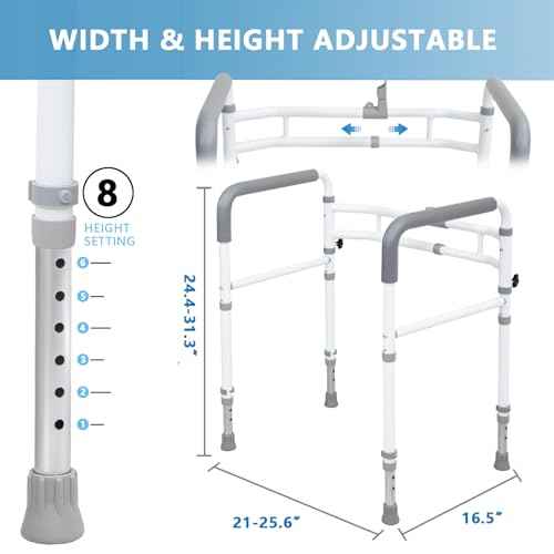 Toilet Rails - Toilet Safety Rail for Elderly Adults - Adjustable Bathroom Toilet Handles - Toilet Safety Frame & Rails - Toilet Grab Bars for Senior, Handicap & Disabled,Fits Most Toilets
