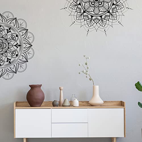 2 Pieces Boho Mandala Wall Stickers 14 x 31 Inch Half Mandala Wall Decal Indian Flower Peel and Stick for Bedroom Living Room Yoga Decor