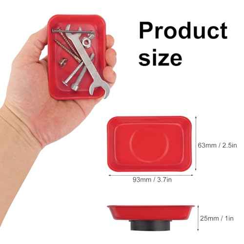 15 PCS Rectangle Magnetic Parts Trays, 3.7X2.5x1Inch, Red Magnet Tool Tray, Magnetic Parts Tray, Red, by GENHAKON