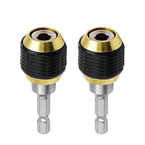 2 Pcs 1/4 Inch Hex Shank Drill Bit Extension Screwdriver Bit Holder Extension Rod Self-Locking Drill Bit Holder Quick Release Chuck Adapter Connector Power Drill Tool [60mm Length]