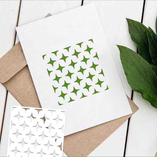 16 PCS 6 Inch Checks Diamond Stencils, Brick Mermaid Scale Reusable Plastic Paint Templates for Painting on Wood, Geometric Star Shape Stencils for Furniture Fabric Wall DIY Crafts Decorations
