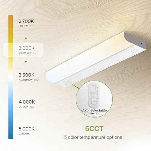 ASD 18 Inch LED Under Cabinet Lighting Hardwired, On/Off & Color Temp Switch, 10W 807LM, 5CCT 2700K-5000K CRI90+, Dimmable Under Counter Lights for Kitchen, Under Cabinet Lights, 2 Pack, UL