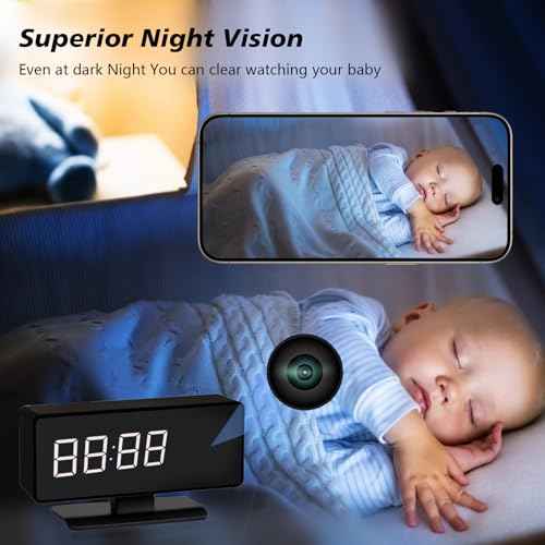 Hidden Clock Camera - Full HD 4k Wireless Camera - WiFi Nanny Cam for Home Indoor Security - WiFi & Bluetooth Connection Full Color Night Vision Motion Detection with App Live Feed