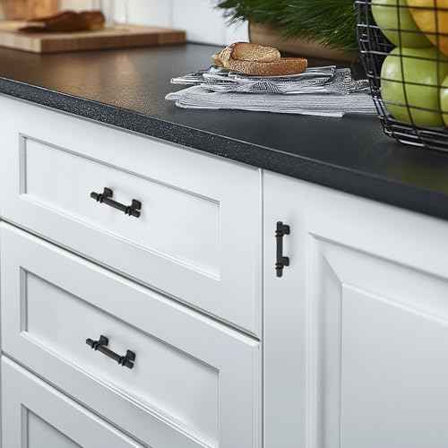 30 Pack 3 inch BlackCabinet Handles Square Zinc-Alloy Pulls for Kitchen Dresser Closet and Bathroom Cabinets Hardware