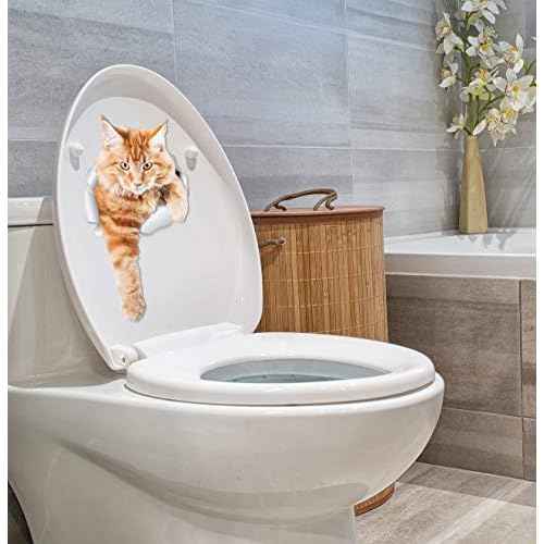 Winston & Bear 2 Pack Climbing Ginger Cats Wall Decals - 3D Car Window & Bumper Sticker - Orange Cat Toilet Sticker - Retail Packaged Orange Cat Lover Gift