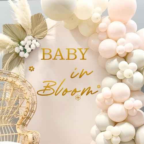Baby in Bloom Party Decal Baby Shower Backdrop Decals Baby Welcome Sign Wall Stickers Gender Reveal Party Wall Decal for Balloon Arch First Birthday Party Decorations Wall Stickers