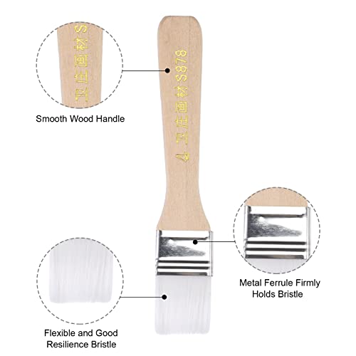 uxcell 6" Paint Brush 1" Width Soft Nylon Bristle with Wood Handle for Wall, Cabinets, Fences White 12Pcs