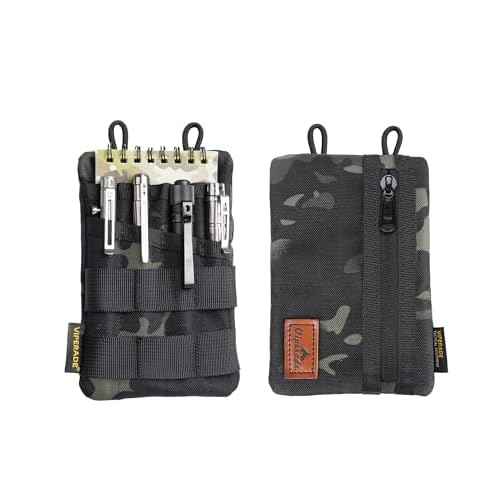VIPERADE VE4 Tool Pouch, Nylon Pocket Organizer with 2 Pockets and 4 Small Tool Storage EDC Gears, Best Gift to Keep Organized, Hold Your Flashlight/Pocket Knife, Tactical Pen, Notebook