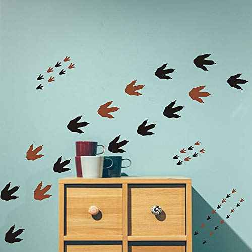 Dinosaur Footprints Wall Decals (56pcs) 4 Size Dinosaur Tracks Decals Dinosaur Decor Baby Nursery Decals Removable Peel and Stick Vinyl Decals for Boy Bedroom Decorations