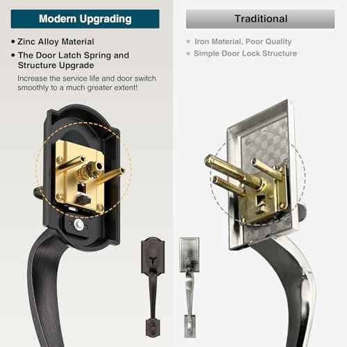 Front Door Handle No Lock, Entry Door Handle Exterior with Interior Reversible Handle Lever, Lower Half Grip, Single Cylinder, Door Handle Sets for Right Left Handed Door, Oil Rubbed Bronze