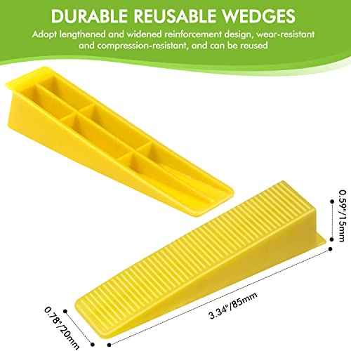 Tile Leveling System Wedges, 1000pcs Reusable Tile Leveler Wedges for 1/8",1/12",1/16", 1/32" Spacer and Tile Leveling System Clips, Tile Leveler Tools for Wall/Floor Tile & Stone Installation(Yellow)