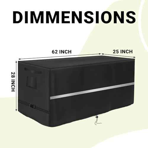 Deck Box Cover Heavy Duty Waterproof Deck Box with Handle, Outdoor Large Storage Box Cover Patio Rectangular Bench Cover (62 x 25 x 28inch)