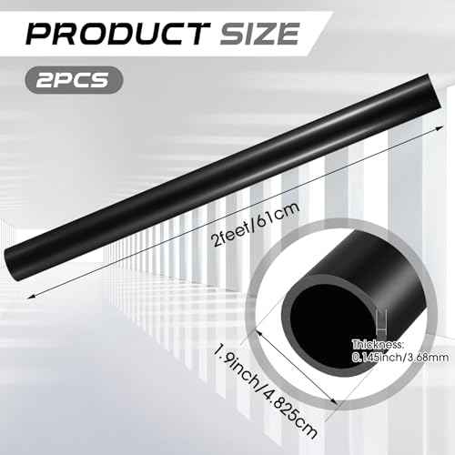 Landical 2 Pcs 1.5 Inch x 2 ft Black ABS Pipe DWV Drain Pipe Plastic Fittings for Drain Waste and Vent