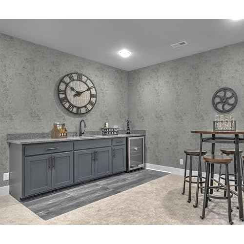 Guvana Grey Concrete Wallpaper Peel and Stick Gray Cement Wallpaper Faux Textured Limewash Contact Paper Modern Self Adhesive Removable Wall Paper for Bedroom/Bathroom Accent Wall Decor 15.7"x78.7"