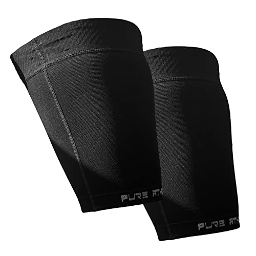 Thigh Compression Sleeve – Hamstring, Quadriceps, Groin Pull and Strains – Running, Basketball, Tennis, Soccer, Sports – Athletic Thigh Support (Single) (2 Sleeves - Midnight Black, XL)