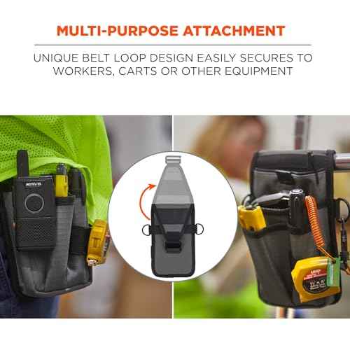 Ergodyne Squids 5568 Tool Pouch, Utility Knife Holster, Scanner Device Holder, Cell Phone Pocket, Belt Loop Attachment