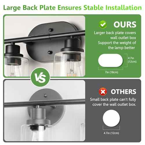 Ascher 4-Light Bathroom Light Fixtures, Modern Vanity Lights with Clear Glass Shade, Matte Black Wall Lamp for Bathroom Mirror Hallway Cabinet Porch