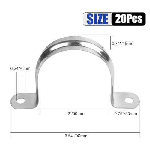 20Pcs 2 Inch Stainless Steel Conduit Clamps, 2 Hole Strap U Bracket Rigid Pipe Strap, Tension Clips U-Tube Clamp for Pipe Fixing on Various Surfaces