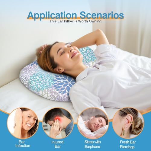 Ear Piercing Pillow for Side Sleepers Pillows with Holes for Ear Pain,Donut Pillow for Ear Side Sleeping Pillow for Adults CNH Ear Pain Relief Pressure Sores Ear Pillow with Hole in Center