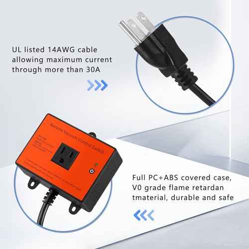 120V Automatic Vacuum Switch with Remote, Wireless Remote Switch for Dust Collector, Save Your Time, Keep Your Workplace Clean (Battery Included)