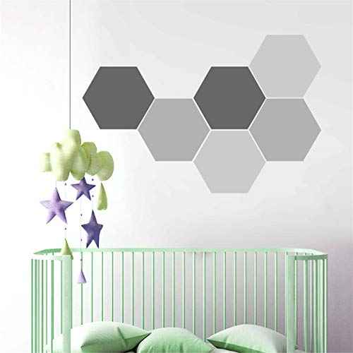 6 Honeycomb Wall Decal Stickers Geometric Hexagons Vinyl Wall Stickers Home Decor 24x28cm D625 (Light Grey+Grey+Dark Grey)