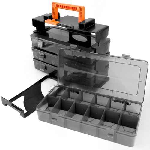 ZKH Small Parts Organizer Box, Clear Tackle Box Organizer with 4x12 Compartments, Removable Dividers, Stackable Bead Organizer Box, Ideal Craft Organizers and Storage for Beads,Screws,Fishhooks,Parts