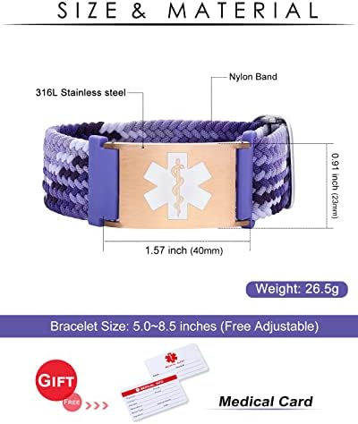 Personalized Sport Medical Alert Bracelets for Women Men - Custom Medical ID Bracelets with Free Engraving - Hook and Loop/Elastic/Stainless Steel/Silicone Watch Wristband Emergency Bracelet